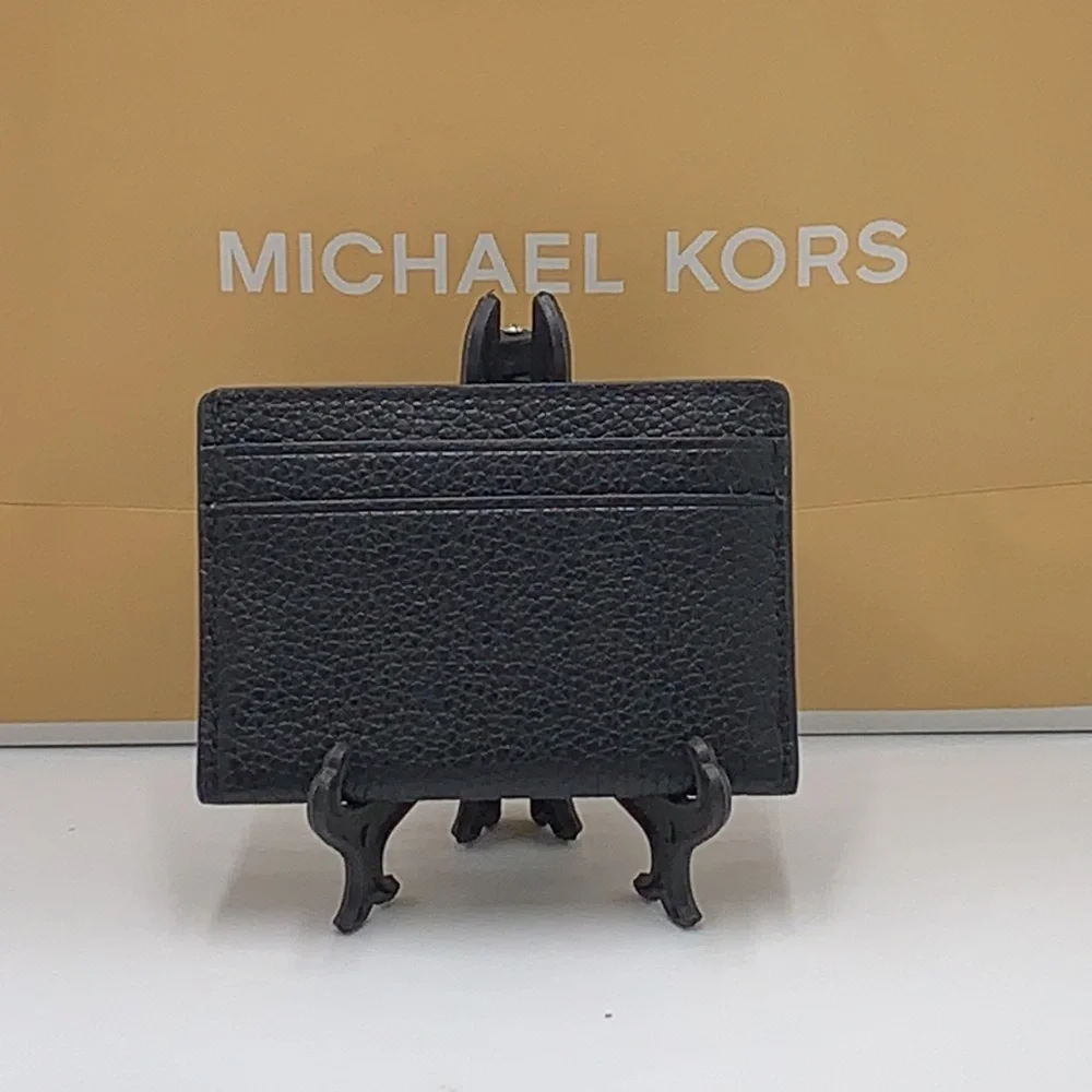 MICHAEL KORS Reed Large Pebbled Leather Card Holder Case Wallet COLOR: BLACK